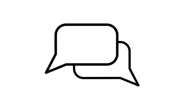 Minimalist communication speech bubbles chat box line icon animation, high quality 4k asset