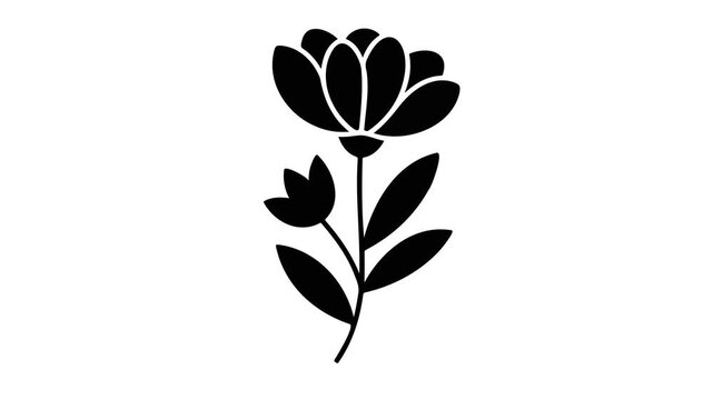 Beautiful minimalist blooming flower icon animation for creative projects and video edits, 4K asset.