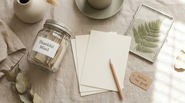Gratitude Jar and Journaling Supplies for International Self Care Day