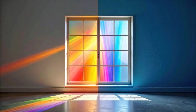 Colorful Window Light Beams Interior.