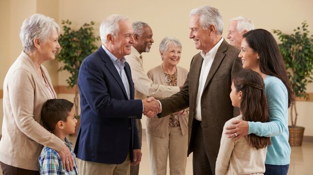 Seniors Greeting Guests for Senior Citizen Day Celebration