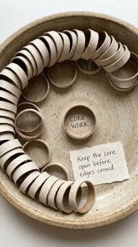 Handmade Ceramic Art Pieces with 'Core Work' Message and Inspiring Note for Low Attention Span