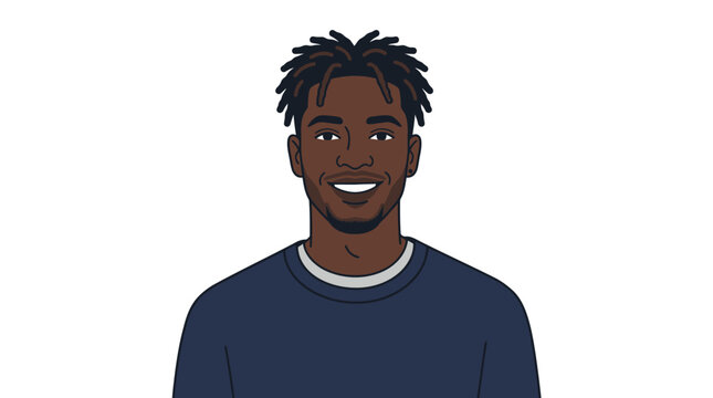 Smiling African American cartoon man portrait.
