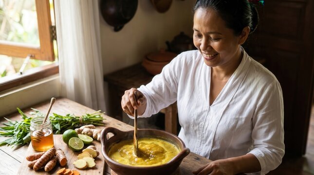 Woman prepares food for International Self Care Day