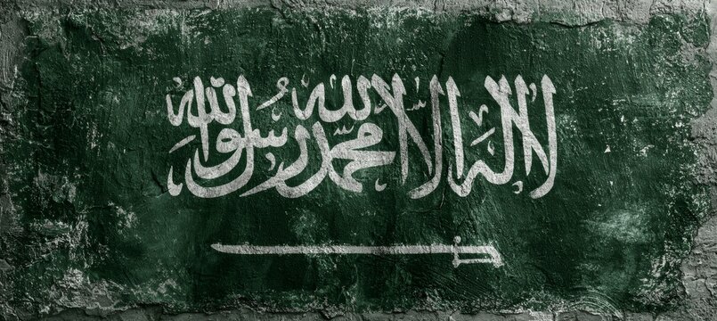 Grunge Saudi Arabia flag. Country independence pride. Generative AI technology.	