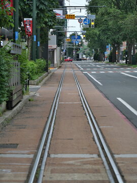 Hokkaido,Japan - July 3, 2026: Sapporo Streetcar  or Sapporo shiden in Sapporo, Hokkaido
