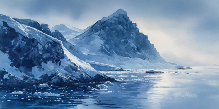 Antarctica Watercolour Landscape