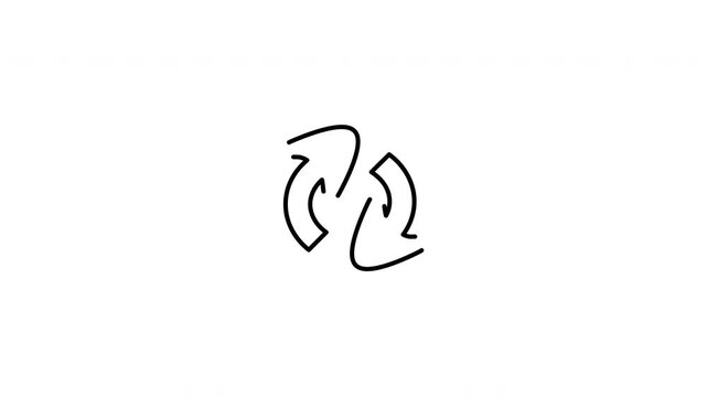 Minimalist outline animation of double continuous circular update rotation arrows icon drawing on and fading out. Features a clean pop up style in 3 color setups.