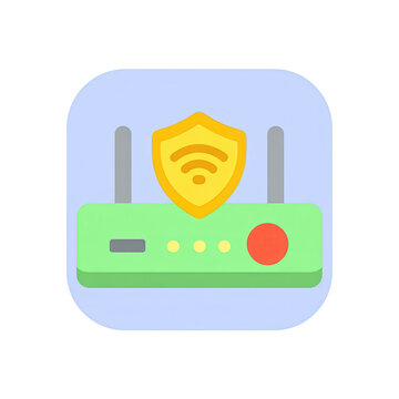 Wireless Router with Security Shield Icon for Network Protection and Internet Connection