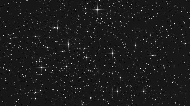 glittering white stars with prominent cross shaped diffraction effects shine in the dark night sky perfect for cosmic backgrounds.