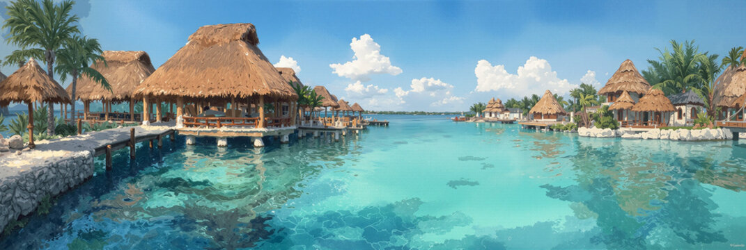 Cancun Watercolour Landscape