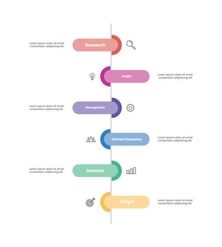 Vertical timeline infographic milestone 6 options, step, process presentation template