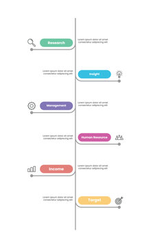 Vertical timeline infographic milestone 6 options, step, process presentation template