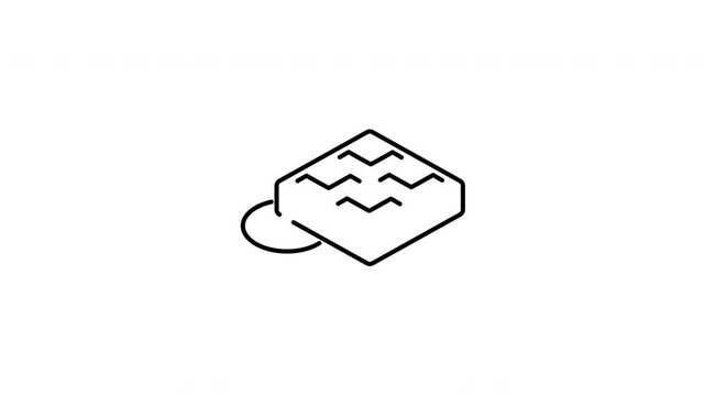 Minimalist outline animation of sweet wrapped chocolate bar cocoa dessert icon drawing on and fading out. Features a clean pop up style in 3 color setups.