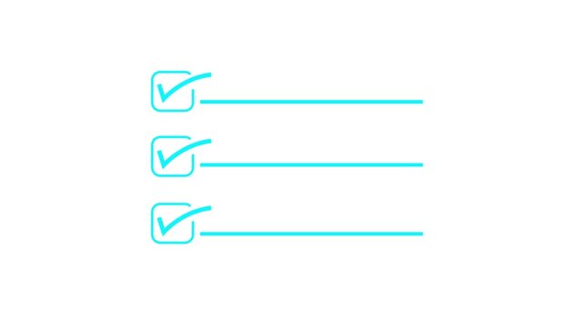 Minimalist animated checklist featuring progressive checkmark completion 4k video.