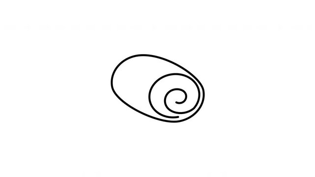 Minimalist outline animation of sweet baked swiss roll cake slice dessert icon drawing on and fading out. Features a clean pop up style in 3 color setups.