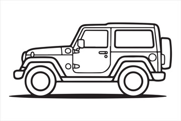 Fototapeta premium Jeep Wrangler Outline SVG | Off Road Vehicle Vector