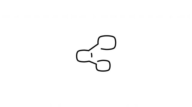 Minimalist outline animation of social media connected dots file share node icon drawing on and fading out. Features a clean pop up style in 3 color setups.