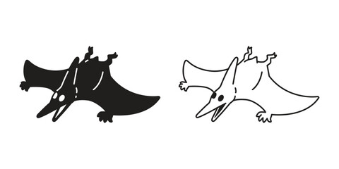 pteranodon flying dinosaur fossil Pterosaurs icon vector cartoon character doodle illustration logo isolated design © CNuisin
