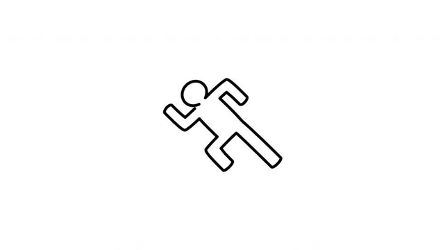 Minimalist outline animation of active runner sportsman running person icon drawing on and fading out. Features a clean pop up style in 3 color setups.
