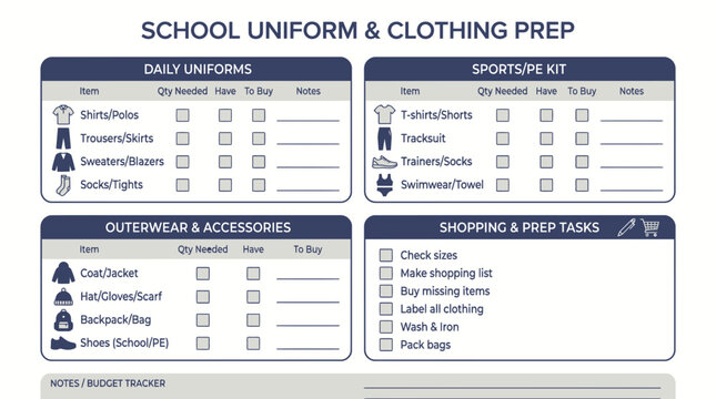 Back-To-School Uniform and Clothing Preparation Checklist