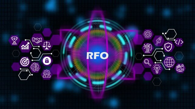 RFO Businessman writing on laptop showing glowing shield ai agent icons, dark tech setting shows smart technology, ai interface, marketing strategy and digital advertising concept.4k video 
