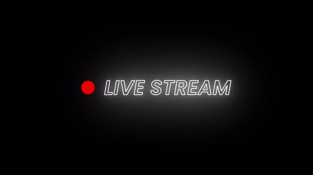 Live button animation, live button overlay animation on a transparent background, live button animation perfect for shows and live performances in 4k with alpha channel.
