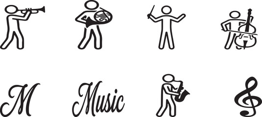 Classical orchestra musicians stick figure icon set © Sadika