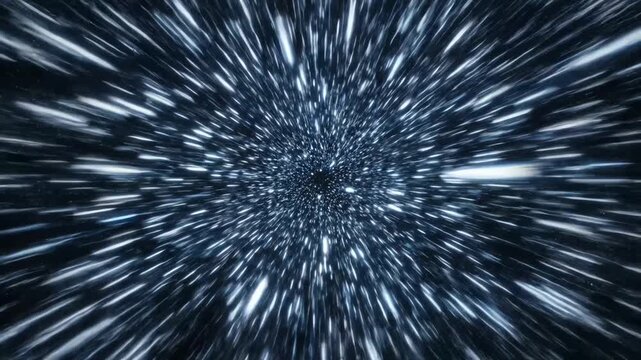 hyperspeed warp jump through a deep cosmic galaxy with streaking stars creating a dynamic light speed effect for science fiction concepts.