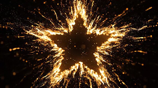 luminous golden star digital particles glowing amber creating a dynamic celebration background for awards and events