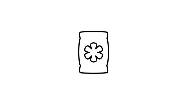 Minimalist outline animation of standard seed packet envelope agriculture garden plant icon drawing on and fading out. Features a clean pop up style in 3 color setups.