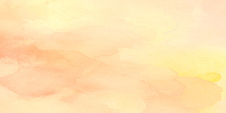Soft peach and yellow watercolor background with abstract cloudy texture for design and decoration