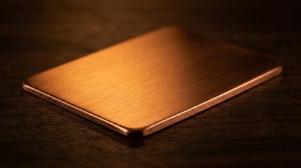 Fototapeta premium Generic copper coloured credit card close-up macro warm metallic finish