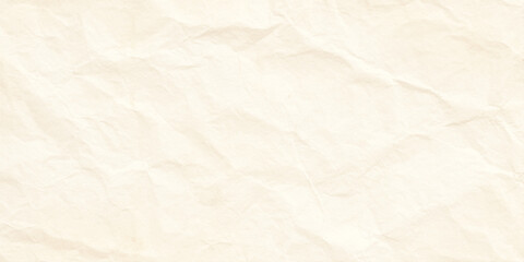 Fototapeta premium Crumpled beige paper texture background with wrinkles and creases for design and layout for decor