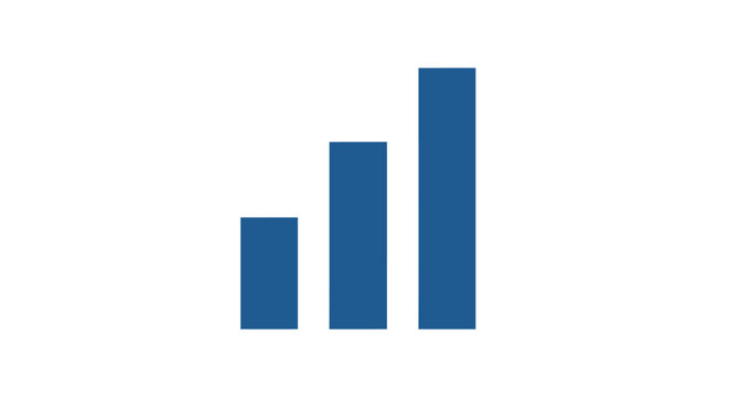 Three blue vertical bars representing growth, progress, or statistical data visualizations