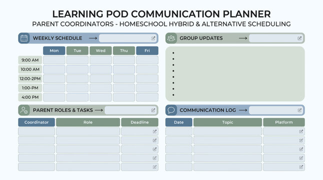 Learning Pod Communication Planner for Back-To-School