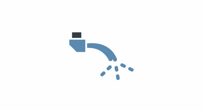A simple blue icon showing a water faucet with flowing liquid