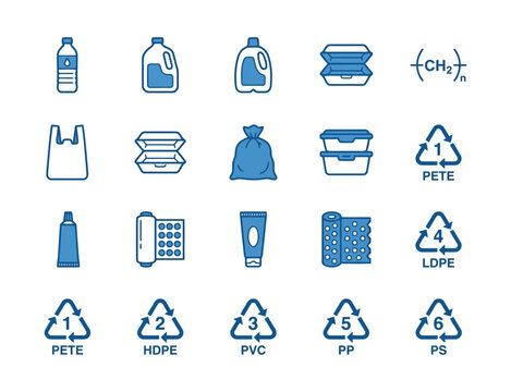 Plastic Recycling Symbol Line Icon Vector Illustration EPS Symbol Set for Sustainable Waste Management 76