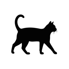 Black cat silhouette, walking cat icon, feline vector, pet illustration isolated on White Background © mukti