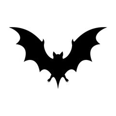 Fototapeta premium Black bat icon, flying bat silhouette, Halloween symbol, vector illustration isolated on White Background