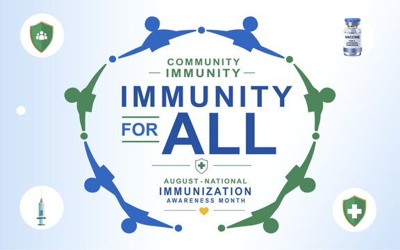 Immunity for All Healthcare Vector with Community Vaccination Awareness Concept.  healthcare providers, government health campaigns, social media, and educational presentations.