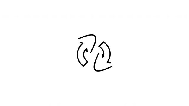 Minimalist outline animation of recycling arrows financial exchange business process loop icon drawing on and fading out. Features a clean pop up style in 3 color setups.