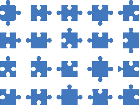 Seamless Jigsaw Puzzle Pieces Pattern Vector Background with Interlocking Shapes for Teamwork Business Connection and Game Design Illustration