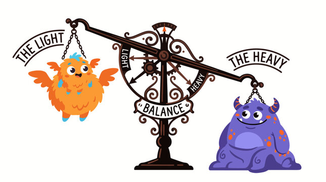 Monsters on a balance scale comparison.