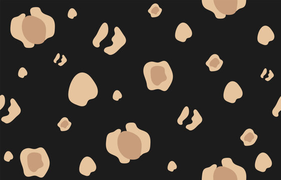 Contrast dark leopard seamless pattern with warm caramel and beige spots, moody autumn safari vector ornament for apparel and phone cases