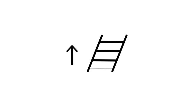 Ladder icon with upward arrow animation isolated on white background
