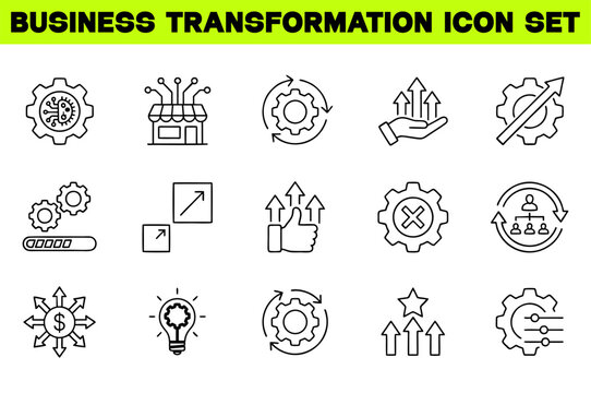 Business Transformation Icon Set &ndash; Innovation, Strategy, Growth and Optimization Vector Illustration