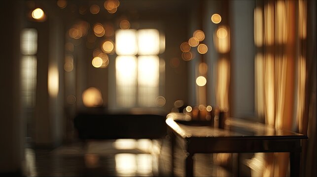 Warm, blurred interior with soft light and elegant furnishings