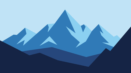 Minimalist blue mountain range vector illustration © Oktafianto