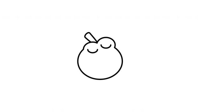 Minimalist outline animation of organic mangosteen queen of fruit tropical icon drawing on and fading out. Features a clean pop up style in 3 color setups.